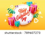 happy valentines day background ... | Shutterstock .eps vector #789607273