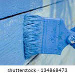 Hand Painting Blue Wooden Wall