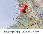 Small photo of Gaza town of Gaza Strip, Israel, pinned on map, October 10, 2023