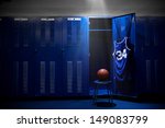 Basketball locker room with...