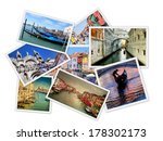 Collage from  photos of venice, Italy , isolated on white background