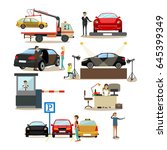 vector icons set of car shop ... | Shutterstock .eps vector #645399349