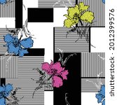 patchwork flower pattern on... | Shutterstock .eps vector #2012399576