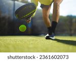 Small photo of Close-up photo. Padel tennis player with racket. Girl athlete with paddle racket on court outdoors. Sport concept. Download a high quality photo for the design of a sports app or web site.