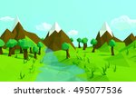 low polygonal style landscape.... | Shutterstock . vector #495077536