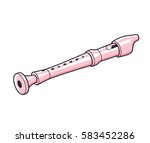Pink Recorder Flute Isolated.