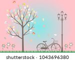 the atmosphere loneliness trees ... | Shutterstock .eps vector #1043696380