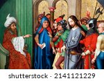 Small photo of Unterlinden Museum. Jesus is condemned by the Sanhedrin. Oil on wood panel. Martin Schongauer. Late 15 th century. Colmar. France. 10-29-2017