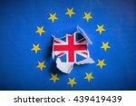 Small photo of Brexit - Detail of Paper Flag of Blue European Union EU Flag Dra