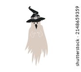 spooky ghost in witch hat.... | Shutterstock .eps vector #2148659359