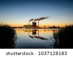Power station at sunset in Konin Lake - Poland, Europe Titanic