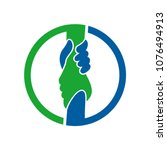 two hand vector logo. symbol of ... | Shutterstock .eps vector #1076494913