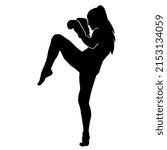 Silhouette Of A Kickboxing Woman