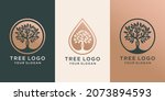 set of logo tree and drops or... | Shutterstock .eps vector #2073894593