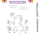 most cute cat coloring pages... | Shutterstock .eps vector #2057977409