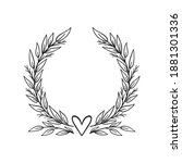 hand drawn laurel wreath with... | Shutterstock .eps vector #1881301336