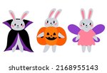 set cute rabbit in costumes for ... | Shutterstock .eps vector #2168955143