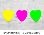 Colorful heart note papers on...