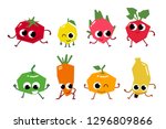 set of fruit cartoon characters.... | Shutterstock .eps vector #1296809866