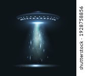 ufo with blue glowing... | Shutterstock .eps vector #1928758856