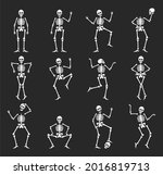 set of funny halloween skeleton ... | Shutterstock .eps vector #2016819713