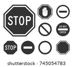 Stop Road Sign Set. Warning...