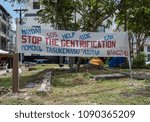 Small photo of Panama City, Panama--April 19, 2018. A protest sign decries gentrification in Panama City. Editorial use only.