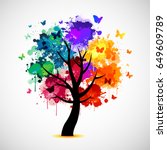Colorful Tree Background With...