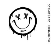 graffiti emoticon. smiling face ... | Shutterstock .eps vector #2114104820