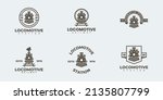 Set Of Locomotive Logo Vector...