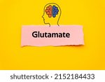 Small photo of Glutamate.The word is written on a slip of colored paper. Psychological terms, psychologic words, Spiritual terminology. psychiatric research. Mental Health Buzzwords.
