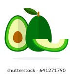 whole avocado vertical  half... | Shutterstock .eps vector #641271790