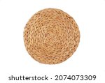 Small photo of Woven rattan placemat closeup with white background