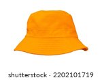orange bucket hat isolated on white