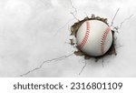 A baseball hits through a...