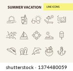 summer vacation line icon set.... | Shutterstock .eps vector #1374480059