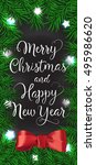 merry christmas lettering  bow... | Shutterstock .eps vector #495986620