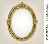 oval wooden frame of gold photo ... | Shutterstock .eps vector #1742166623