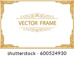 gold photo frame with corner... | Shutterstock .eps vector #600524930