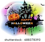 halloween night colorful... | Shutterstock .eps vector #688378393