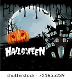 happy halloween background with ... | Shutterstock .eps vector #721655239