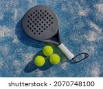 padel tennis racket sport court and balls
