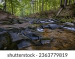 Small photo of Szepit waterfall, Hylaty torrent, Bieszczady Mountains, Bieszczady, Zatwarnica, the wildest region in the Poland, unique wooded mountain landscapes, Poland