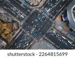 Aerial shot of city intersections