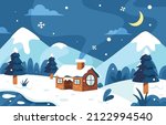 winter snow landscape and... | Shutterstock .eps vector #2122994540