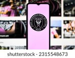 Small photo of Selective focus of the Inter Miami CF logo. It is an American professional football club based in Florida, that began to play in Major League Soccer in the 2020 season: Dhaka, Bangladesh- June 8, 2023