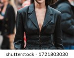 Street style outfit – Black leather blazer detail – StreetStyleFW2020