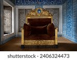 Small photo of The throne of Sultan Mahmud II in Topkapi Palace. Istanbul, Turkey - December 23, 2023.