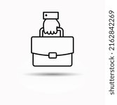 Hand With Briefcase Line Icon ...