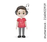 boy is listening to music.3d... | Shutterstock .eps vector #2160422919